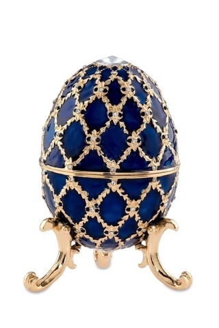 Cutie decorativa Egg, Hermann Bauer, 6x10 cm, albastru