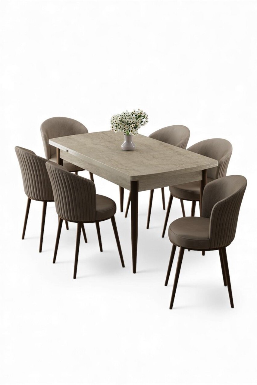 Set masa extensibila si scaune, Hanah Home, Asfel, Travertin / Cappuccino - view 2