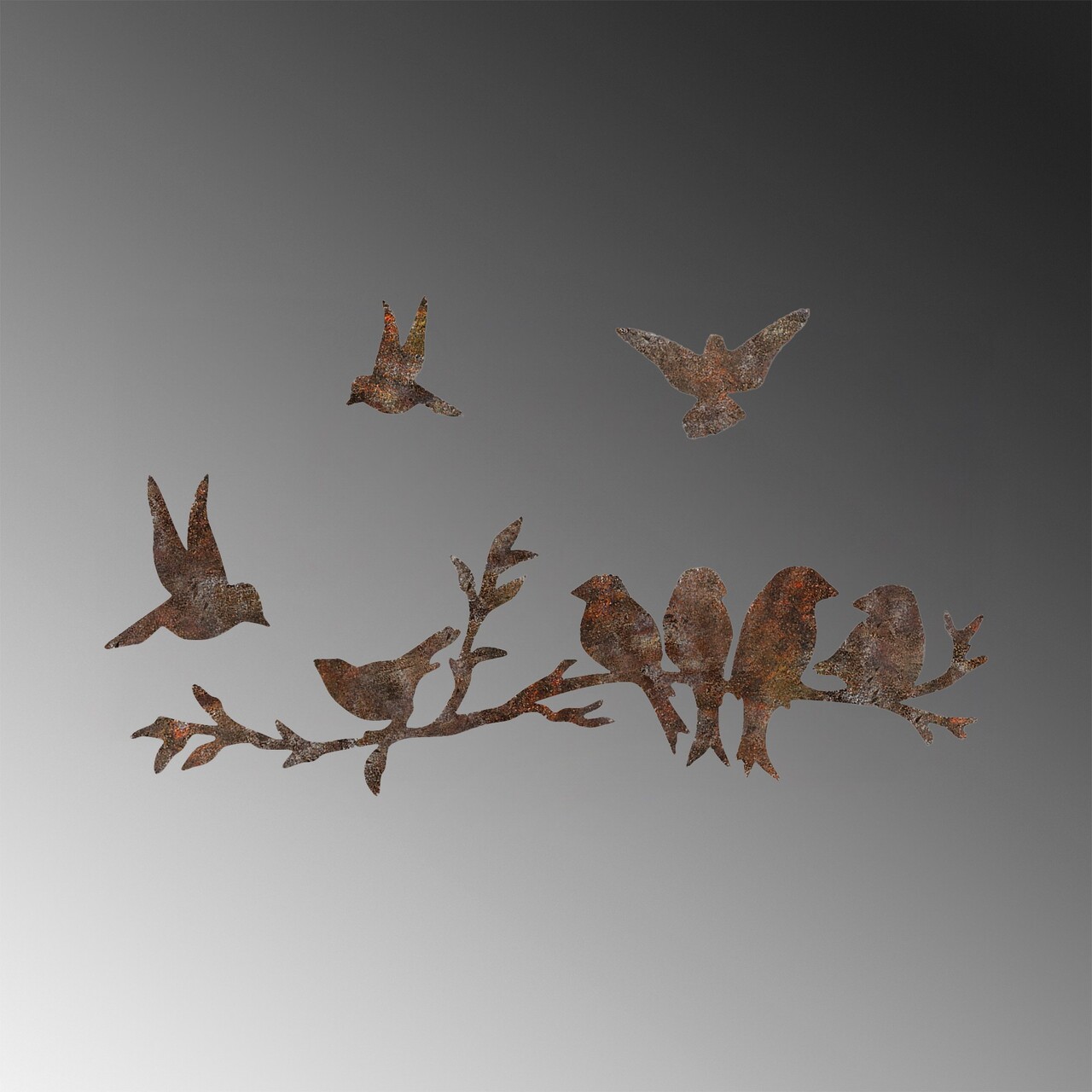 Decoratiune de perete, Rusty Birds 2, 13 x 13 cm, Maro antichizat - view 6