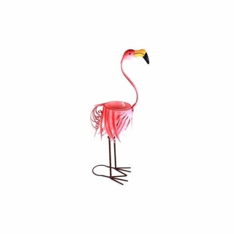 Suport ghiveci Flamingo, Bedora, 30.5 x 18 cm, fier, roz