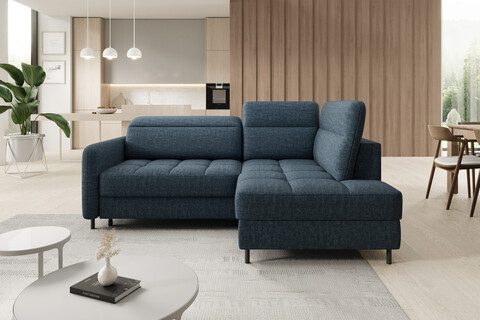 Coltar extensibil dreapta 3 locuri ELTAP, RT-40MAN, Barea, 208x160x100 cm, lemn/poliester, albastru inchis