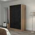 Dulap pentru haine, Minerva, Kale Oak Stone, 120x190x52 cm, PAL, Stejar / Piatra
