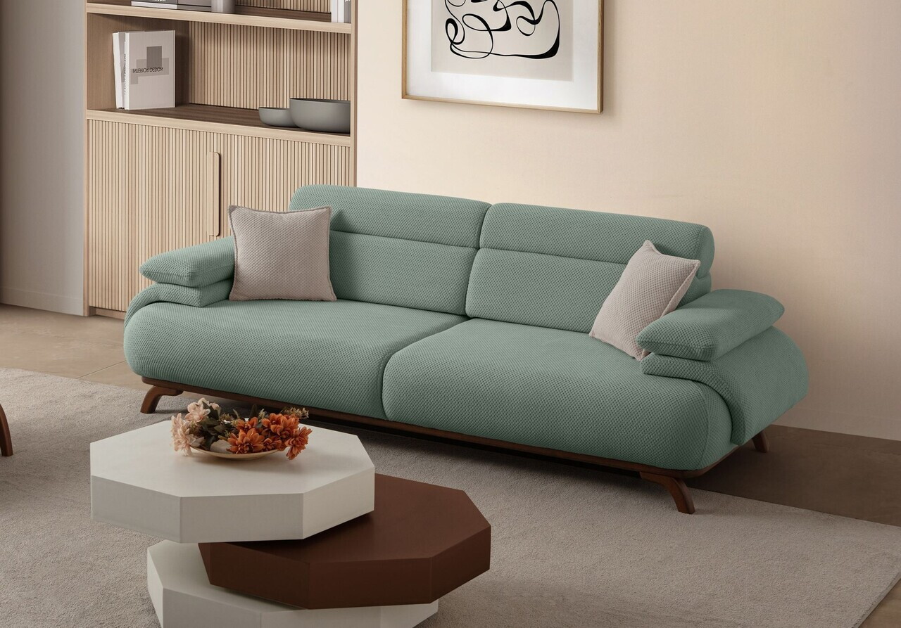 Canapea 3 locuri, Atelier del Sofa, 752EST1150, Lemn de carpen/PAL melaminat, Verde