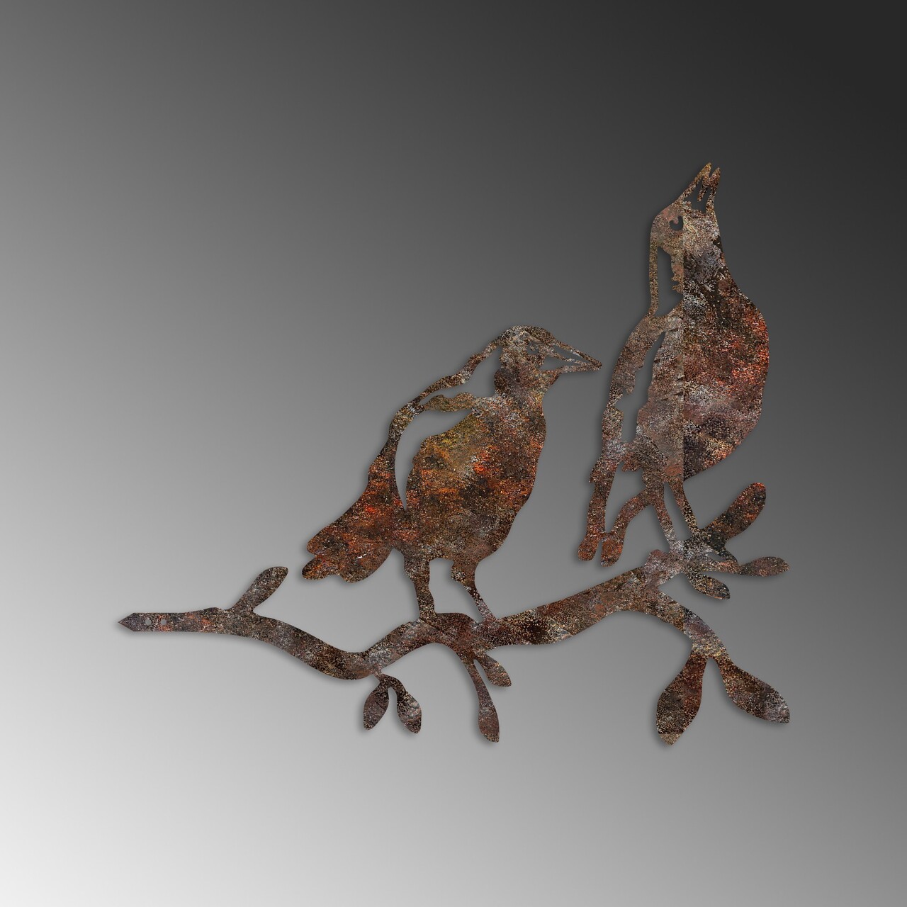 Obiect decorativ de grădină, Bird On The Branch 09, 45x39 cm, Maro - imagine 5