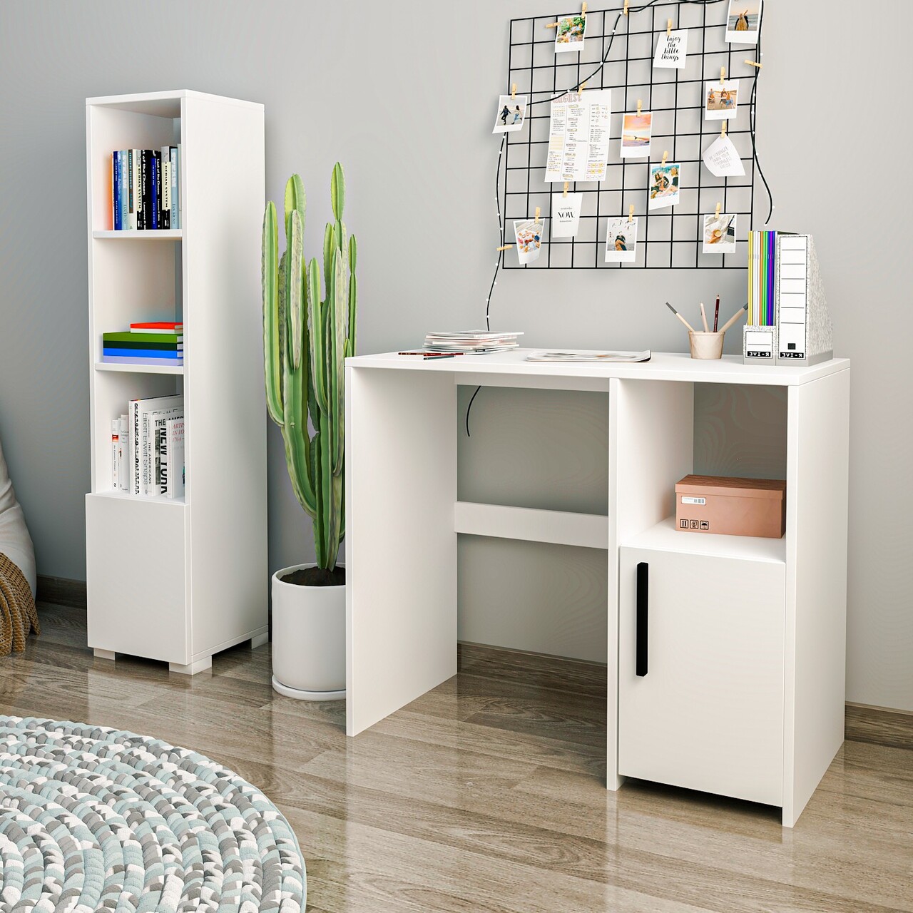 Set birou si biblioteca, Inarch, Kuzey Set, PAL, Alb - 1 | YEO
