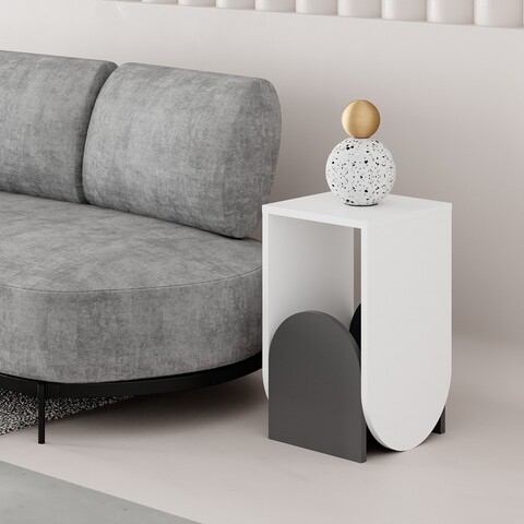 Masa Nun, Decortie, 32x32x55 cm, PAL melaminat, alb/antracit 32x32x55 imagine noua 2022