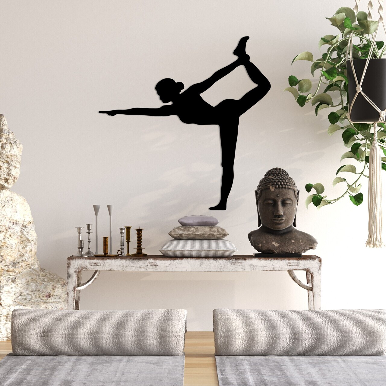 Decoratiune de perete, Yoga 11, Dimensiune: 55 x 55 cm, Negru — imaginea 2