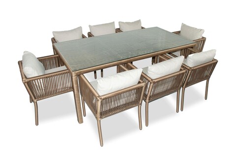 Set gradina/terasa 9 piese, My Interior, Vera, rattan/aluminiu, maro