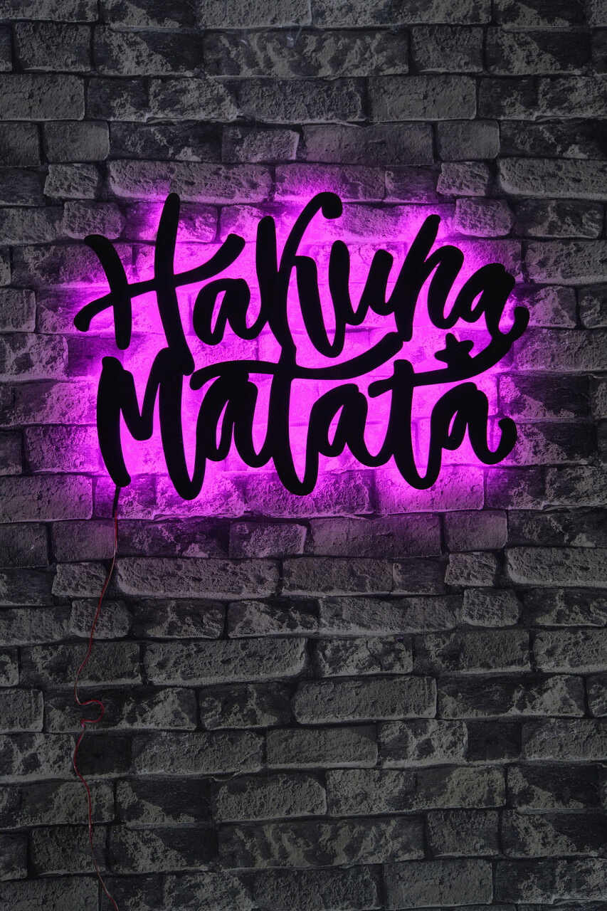 Decoratiune luminoasa LED, Hakuna Matata, MDF, 60 LED-uri, Roz - 1 | YEO