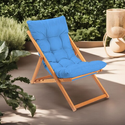 Scaun de gradina, Meya Dekor, My006, 59x90x44 cm, Lemn de fag, Albastru / Natural