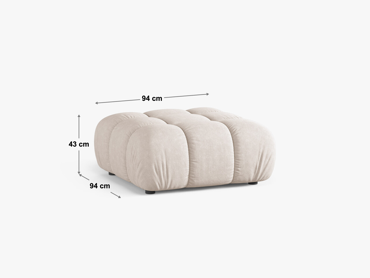 Taburet, Bellis, Micadoni Home, BL, 94x94x43 cm, catifea, albastru petrol