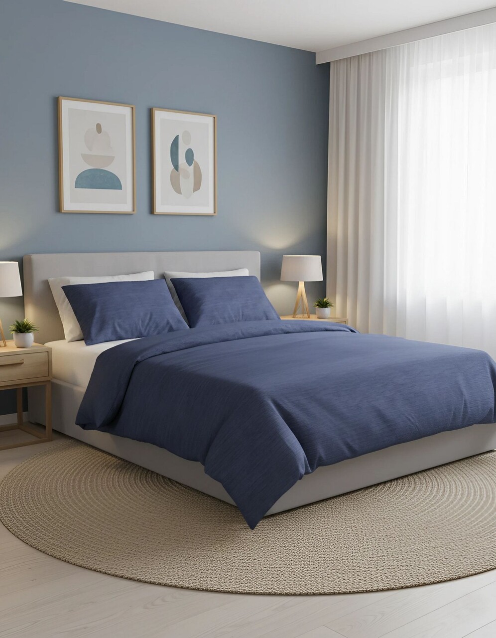 Lenjerie de pat dubla King (FR) L'essentiel Maison Cleo Kombin Albastru