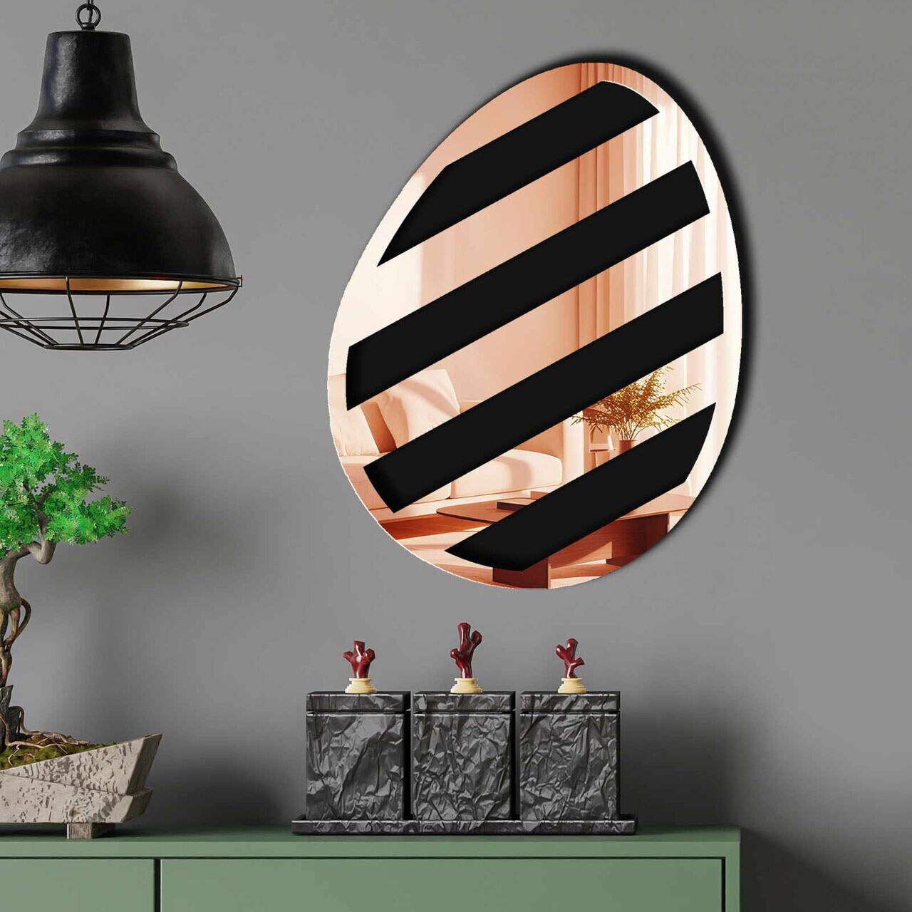 Oglinda decorativa, EAS004ROSEGOLD, Baza din 100% EVA (Grosime: 10 mm), Auriu roz