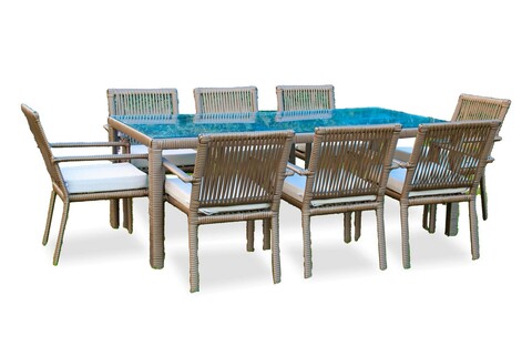 Set mobilier de gradina, jumilla, leros 200, maro inchis