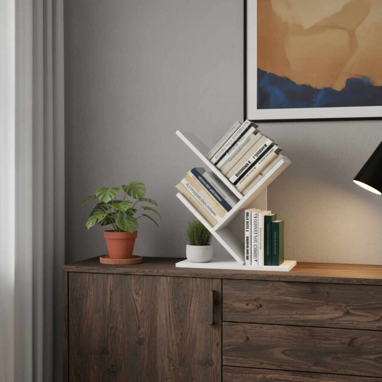 Corp biblioteca Hanah Home Tree 30x40x16 cm PAL Alb