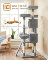 Ansamblu de joaca pisici / arbore pentru pisici XXL Cat Condo, Feandrea, 55x55x169 cm, PAL/plus/sisal, gri deschis