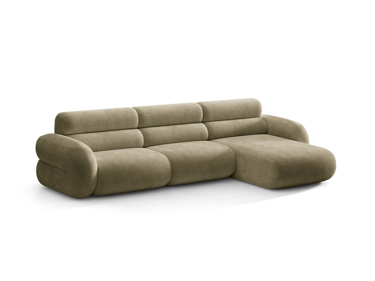 Coltar dreapta 4 locuri, Neo, Micadoni Home, 305x165x83 cm, tesatura Chenille, verde oliv deschis — imaginea 6