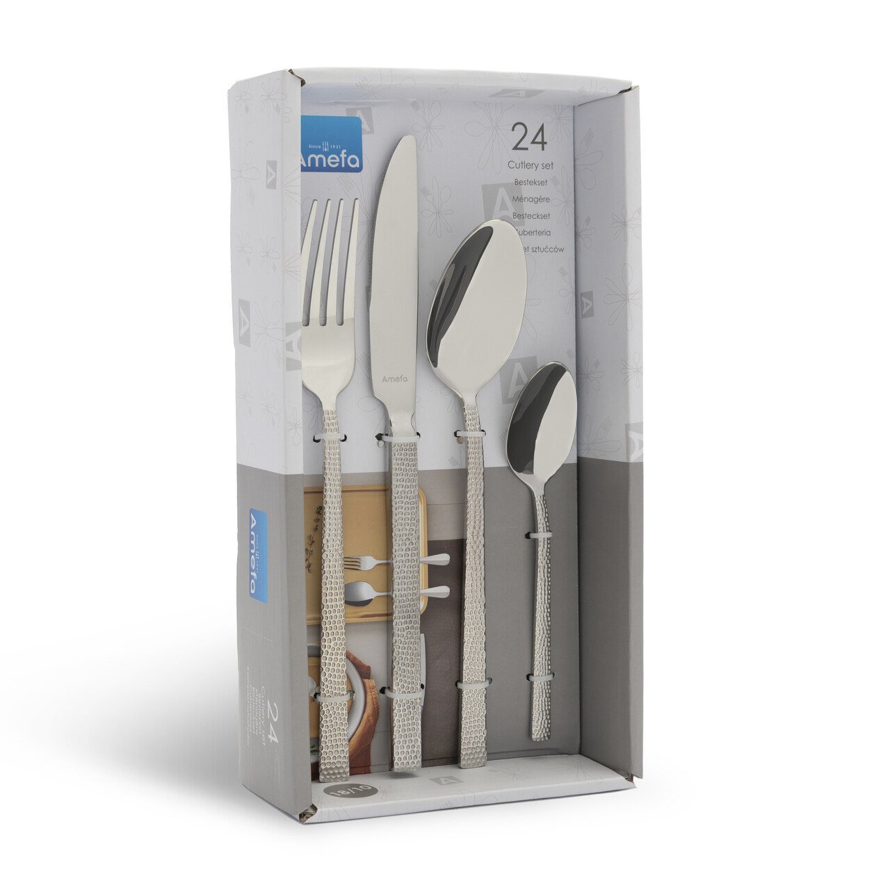 Set tacamuri 24 piese Vancouver, Amefa, 6 persoane, inox 18/10, argintiu