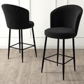 Set scaun de bar (2 bucăți), Charlotte, Fora, Metal, Negru