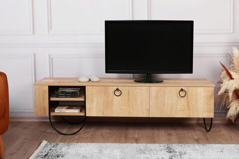 Comoda tv, homitis, norfolk tv stand, 151x44x35 cm, stejar