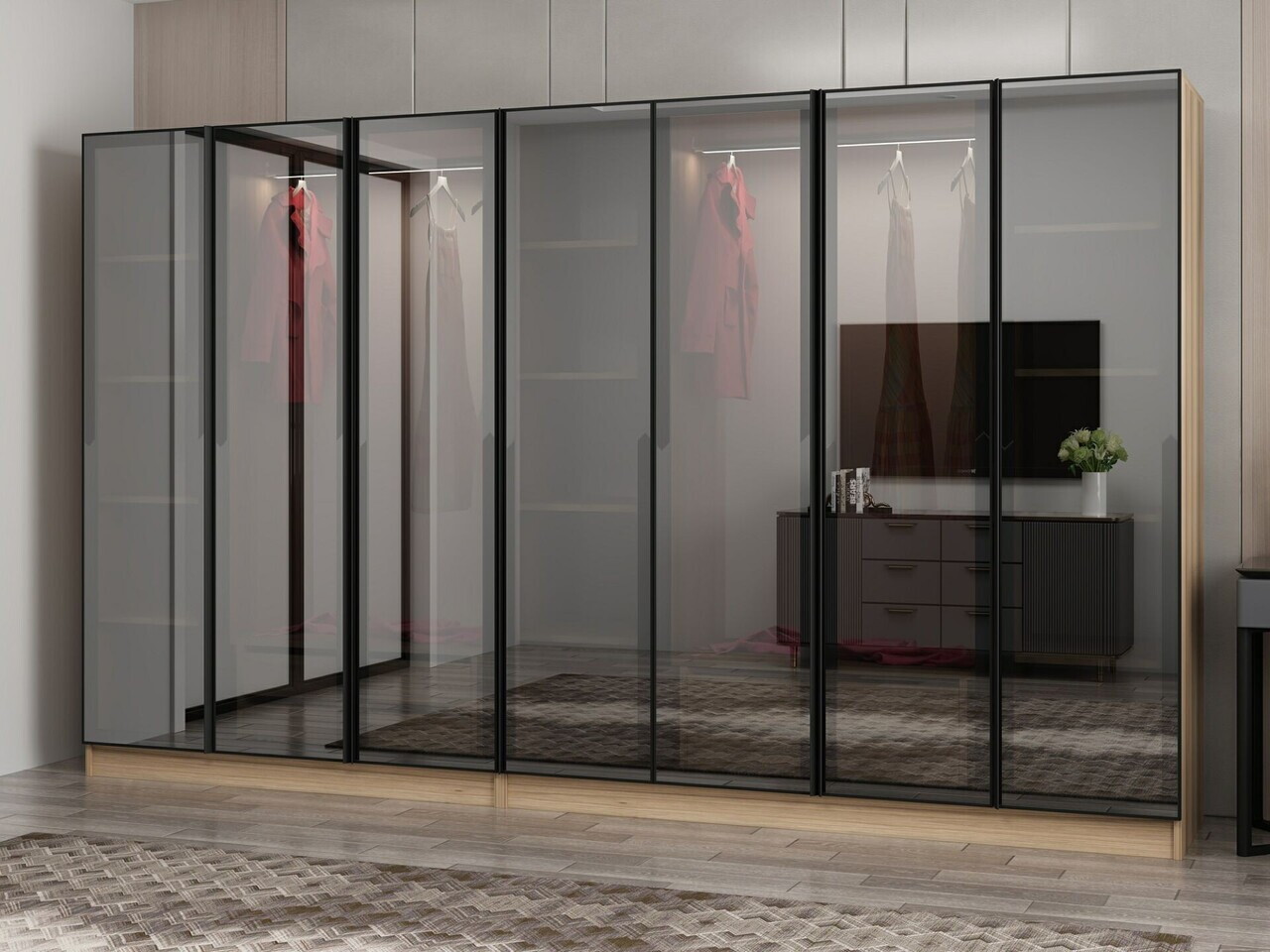 Dulap pentru haine, Hanah Home, Nisa, 315x210x52 cm, Dore — imaginea 4