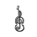 Decoratiune de perete, Violin, Metal, Dimensiune: 50 x 17 cm, Negru