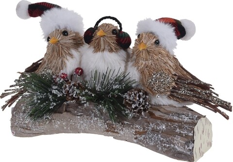 Decoratiune de Craciun Birds, 27.5x14x14 cm, lemn/polispuma, multicolor