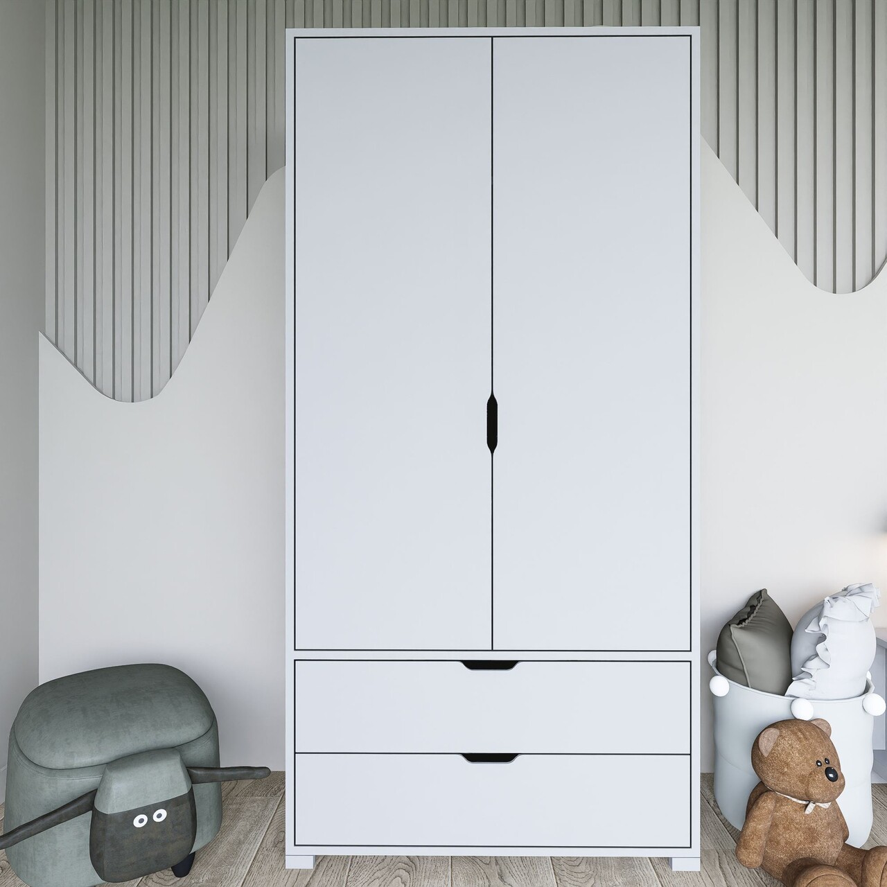 Dulap pentru haine, Miwood, 90 cm 1600-016, Alb