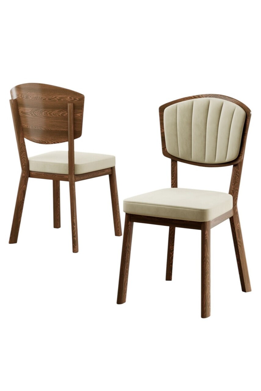 Set scaune 4 piese, Hanah Home, Nape, Crem / Aspect de lemn — imaginea 2