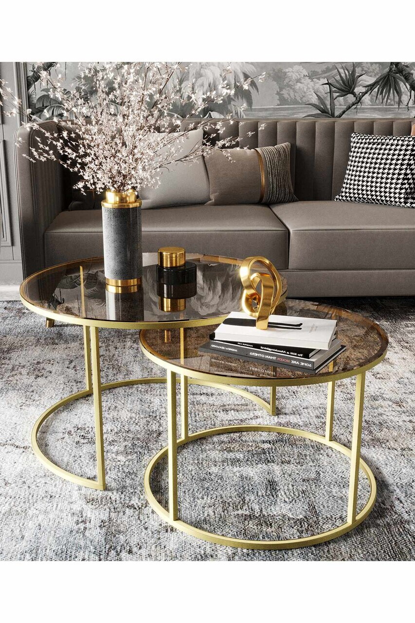 Set masute de cafea, Hanah Home, Milas 60, Auriu — imaginea 2