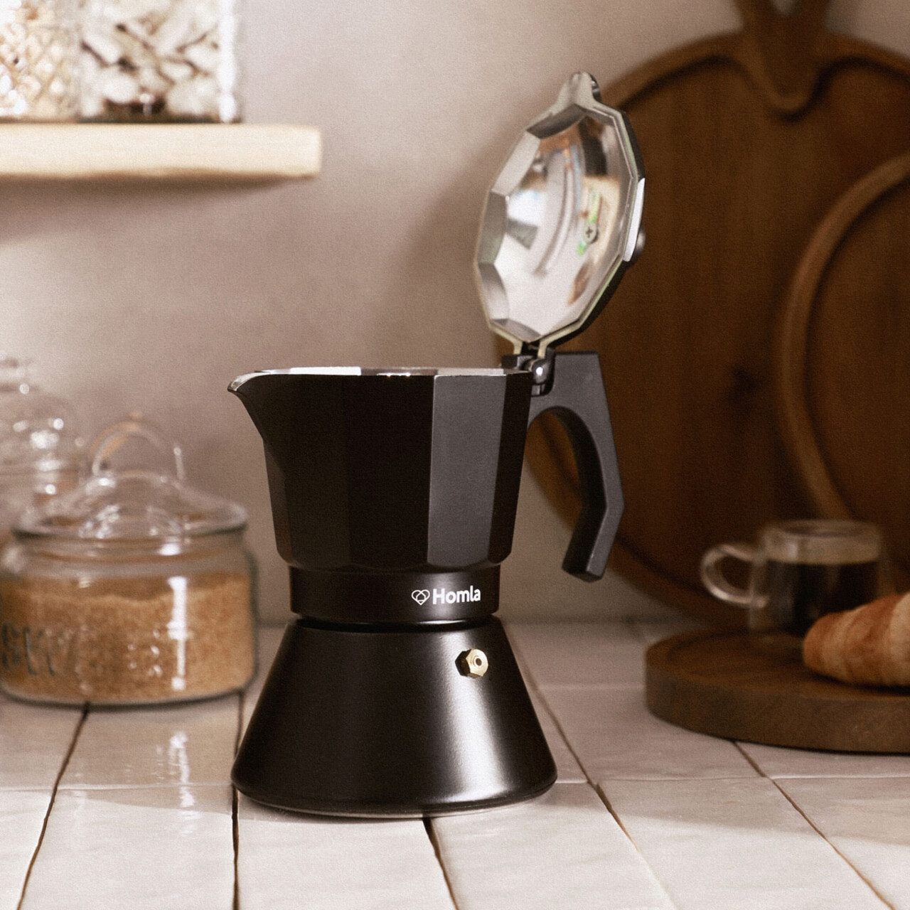 Filtru cafea Mia, Homla, 12x18 cm, 6 cesti, aluminiu, negru