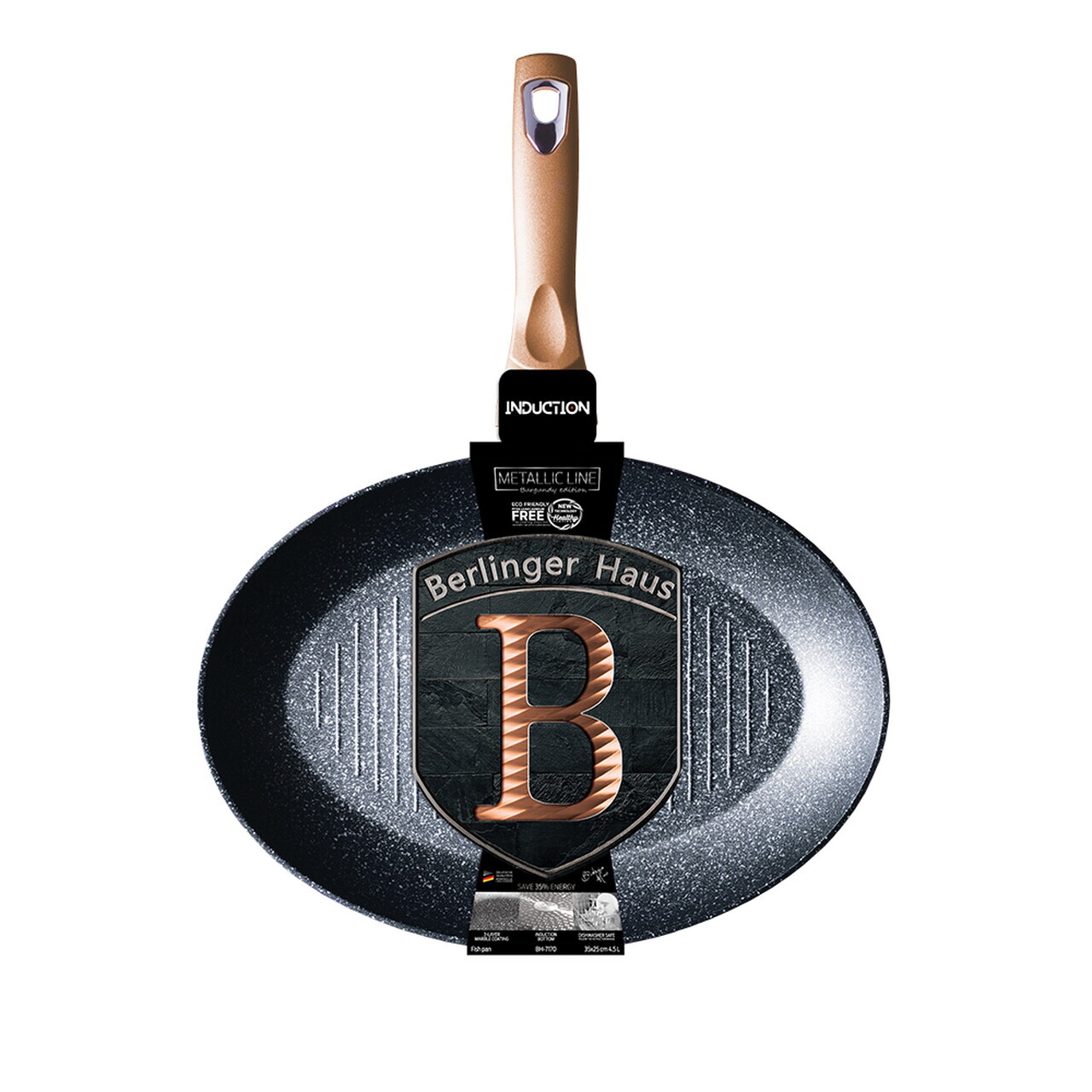 Tigaie pentru peste Berlinger Haus, Rose Gold, 35 cm, aluminiu forjat, roz - imagine 11