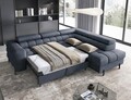 Coltar extensibil dreapta 5 locuri ELTAP, RT-40AU, Ferucce, 276x200x93 cm, lemn/poliester, albastru inchis