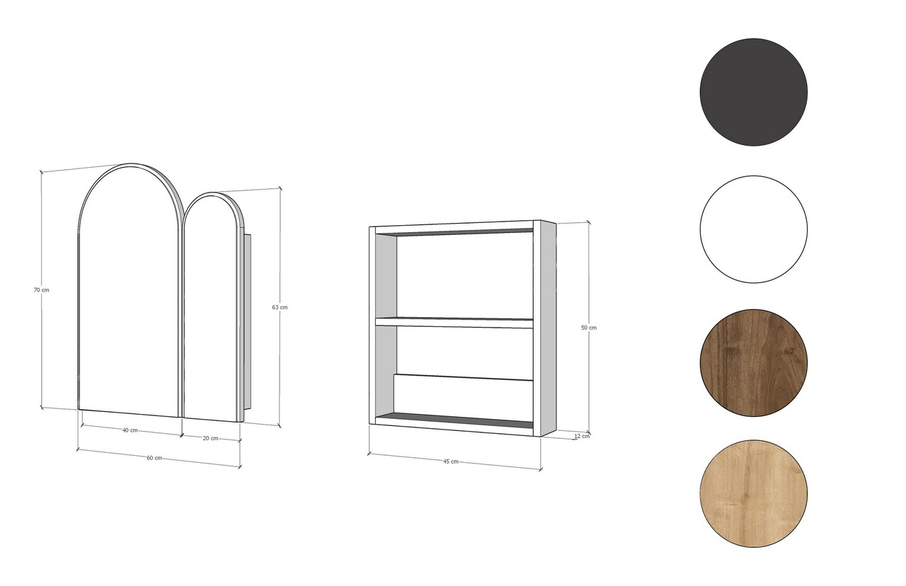 Dulap de baie, Neostill, Classe Cabinet, 12x45x50 cm, MDF , Negru