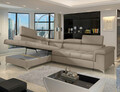 Coltar extensibil stanga 4 locuri ELTAP, ERI-34, Eridano, 275x202x88 cm, lemn/poliester, maro deschis