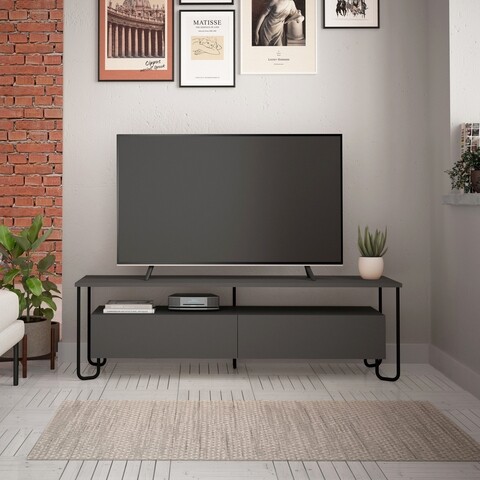 Comoda TV Cornea, Decortie, 150x42x45 cm, antracit 150x42x45