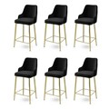 Set scaune de bar 6 piese, Charlotte, Enox, Metal, Negru
