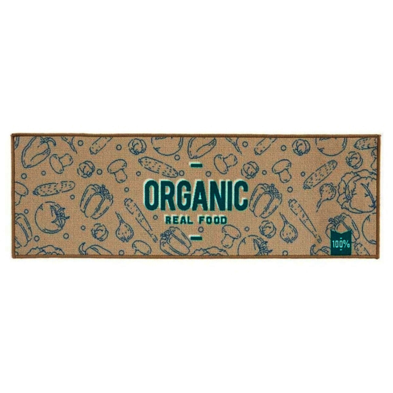 Covor pentru bucatarie Organic, Gift Decor, 40 x 120 cm, poliamida, bej/albastru/verde