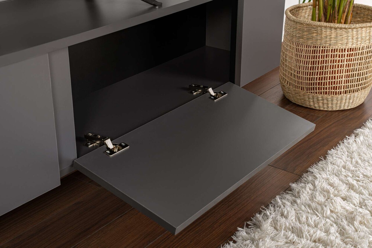 Comoda TV, Nordure, Serenity, 180x50x30 cm, Antracit / Negru - imagine 4