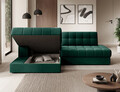 Coltar extensibil stanga 3 locuri ELTAP, LT-35LU, Blezalt, 240x150x82 cm, lemn/poliester, verde inchis