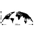 Decoratiune de perete, World Map Large, Metal, Dimensiune: 150 x 59 cm, Negru