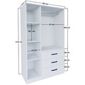 Dulap pentru haine, Miwood, Easy 1600-52, Alb mat