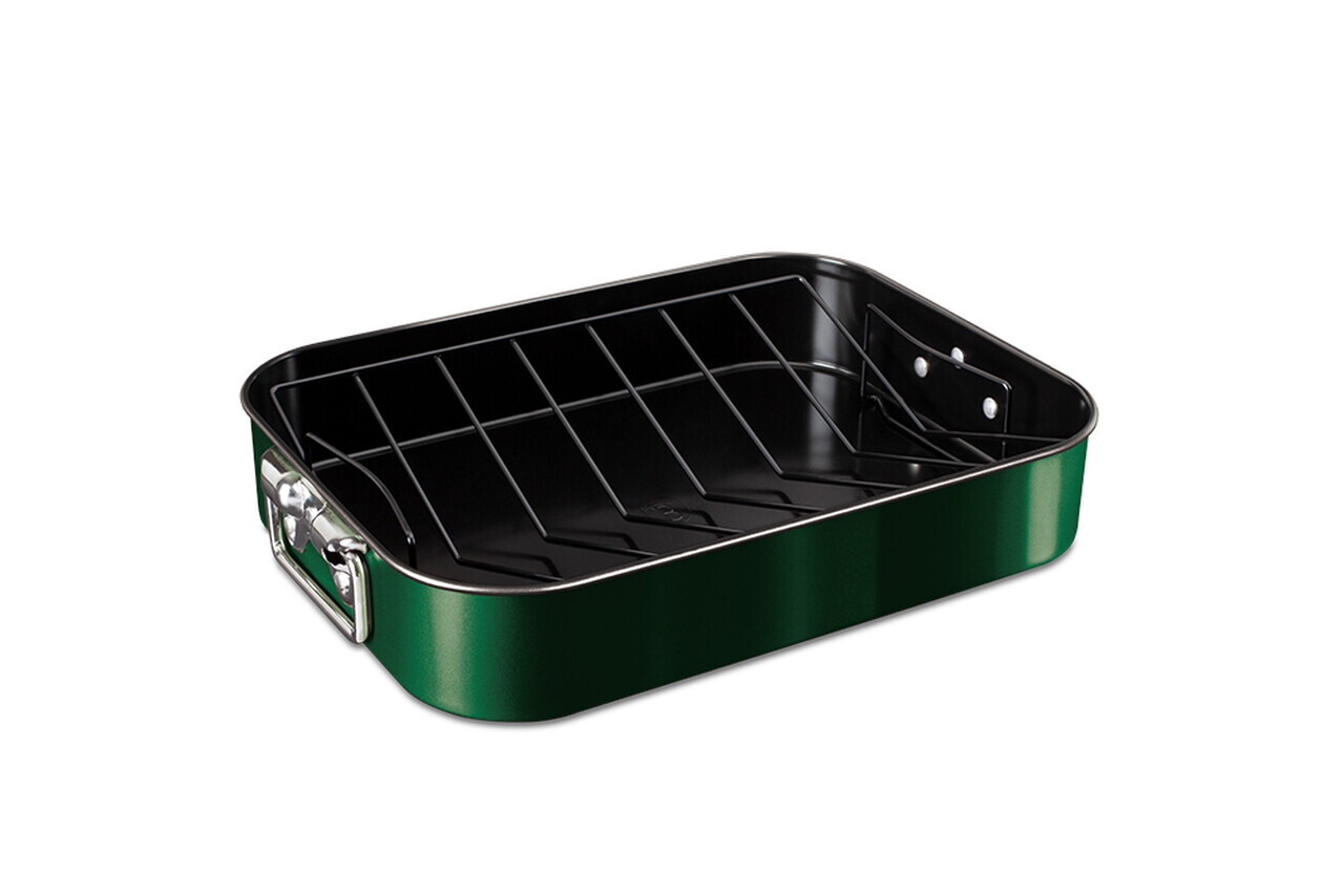 Tava de copt cu gratar Berlinger Haus, Emerald, 41.5x32x7.7 cm, otel carbon, verde - imagine 3