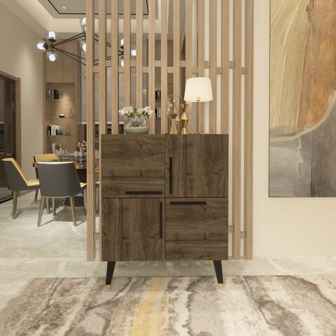 Consola, Olivia, Makro, 70 x 90 x 35 cm, pal melaminat, nuc Comode
