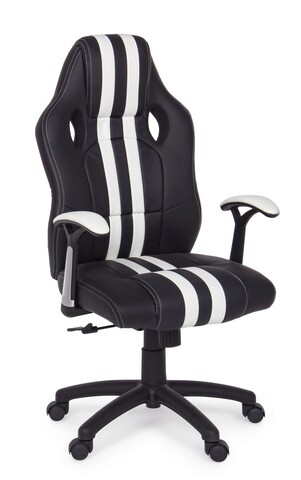 Scaun de birou Spider, Bizzotto, 63 x 64.5 x 111 cm, otel/piele ecologica, alb