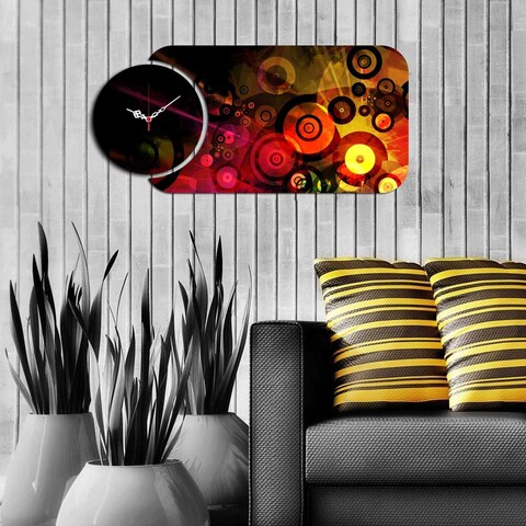 Set ceas si tablou decorativ, yms-57, mdf , dimensiune: 68 x 32 cm, multicolor