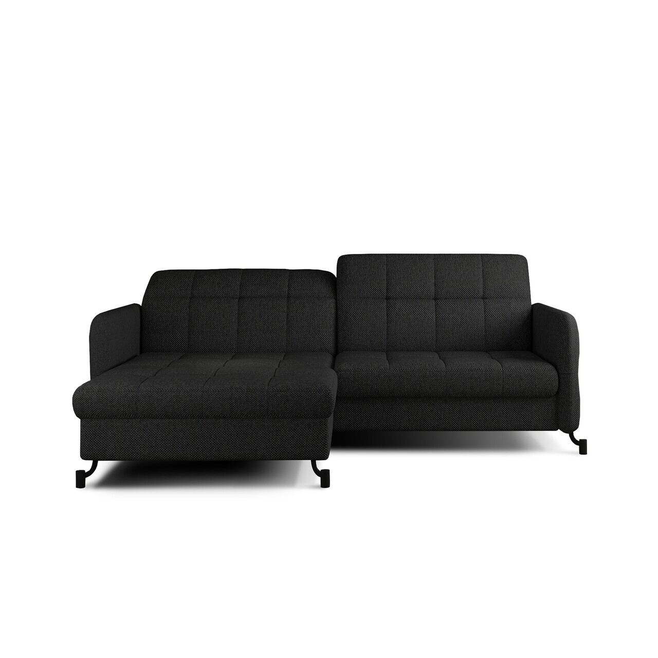 Set coltar extensibil stanga 3 locuri si taburet ELTAP, Lor_LP_19, Lorelle, 225x160x105 cm / 100x70x45 cm, lemn/poliester, negru - view 2
