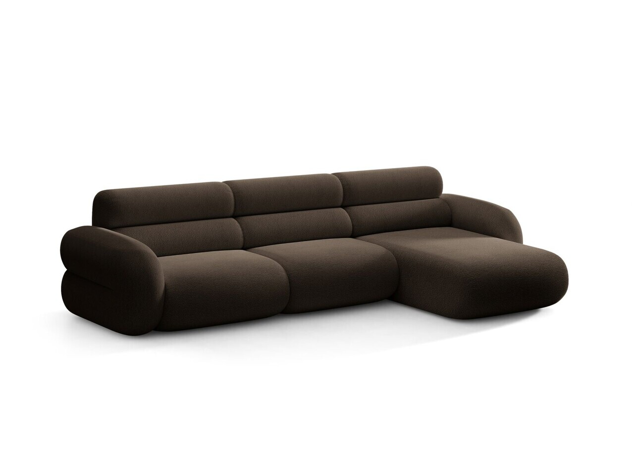 Coltar dreapta 4 locuri, Neo, Micadoni Home, 305x165x83 cm, tesatura Boucle, maro — imaginea 6