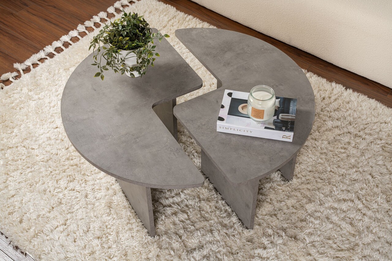 Masuta de cafea, Nordure, Moira, 90x41 cm, Gri beton - 2 | YEO