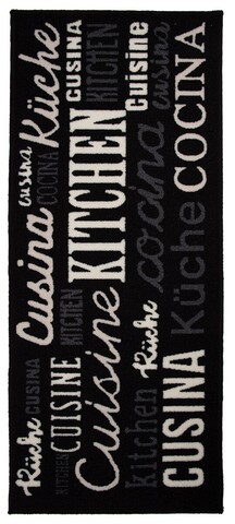 Covor pentru bucatarie Kitchen, Decorino, 50x120 cm, poliamida, negru/alb